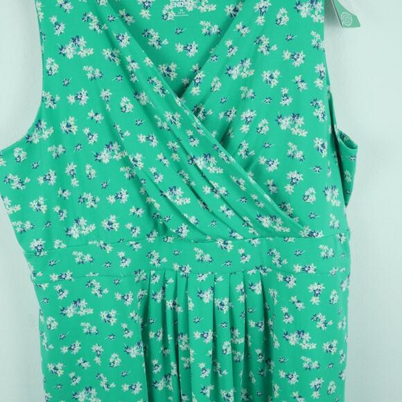 Land's End 3X Dress Modal Knit Pockets Green Floral Sundress Fit & Flare Stretch - Picture 4 of 7